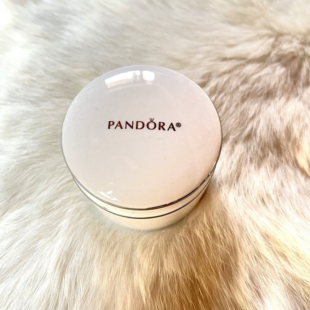 Pandora Bone China White Porcelain Jewelry Box Round Small Fits Trinkets